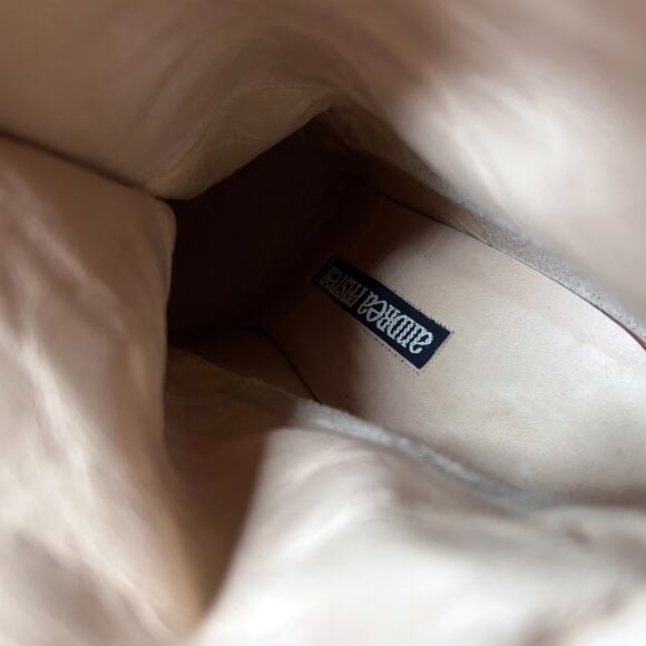 Andrea Pfister Vintage Italy Brown Suede Leather Cutout Flame Boots 38 US 8 - Picture 7 of 9